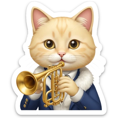 blonde cat play trumpeter, portrait sticker