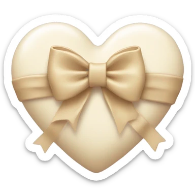 cream color heart with a bow wrapped around it sticker