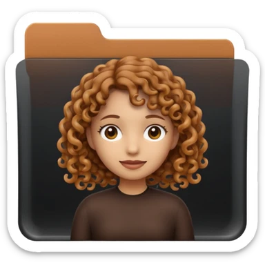 A **simple emoji-style icon** of a **black transparent plastic folder**, sleek and minimal, with **rounded corners**, subtle translucency, soft shading, and a **small logo of a canela-skinned girl with curly hair** on the front.
 sticker