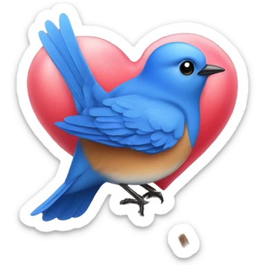 Bluebird with heart kisses  sticker