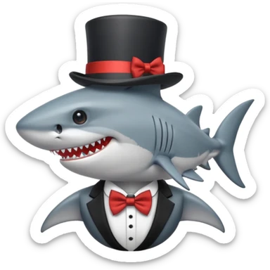 Shark with a top hat sticker