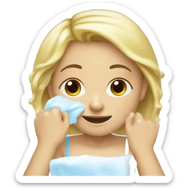 Blonde girl washing her face sticker