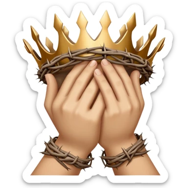 Praying hands with crown of thorns wrapped around sticker