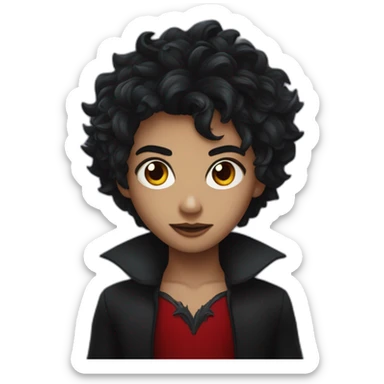 Un visage noir avec des dant de  vampire, les cheveux locks teinture de cheveux, les yeux remplacés par des étoiles, un jeune. sticker