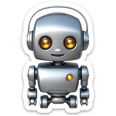 A small robot, kind, smiling sticker