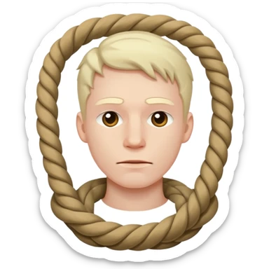 A man hung by his neck with a rope sticker