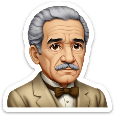 Cinematic Realistic Gabriel García Márquez Portrait Emoji, depicted as a visionary writer with a contemplative gaze in period attire, rendered with rich textures and warm literary lighting that captures his magical realism legacy. sticker