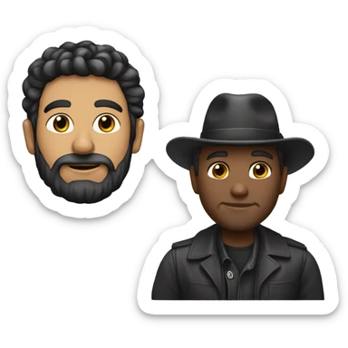 Chico mayor, pelo negro, moreno, con barba negra, con un pincel de pintor en la mano sticker