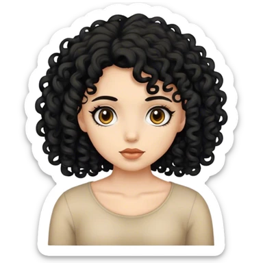 girl with beige skin and black curly hair sticker