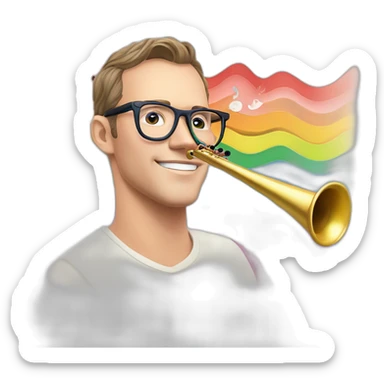 Jonathan Toews wearing glasses as a rainbow musical flute instrument in a symphony with pastel roses sticker