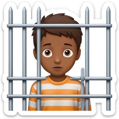 boy looking behind the bars of a gate sticker
