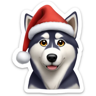 Husky wearing a Santa hat ￼￼ sticker