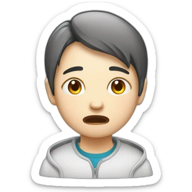 an asia student, crying sticker