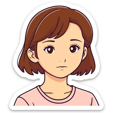 brown hair brown eyes pretty girl sticker