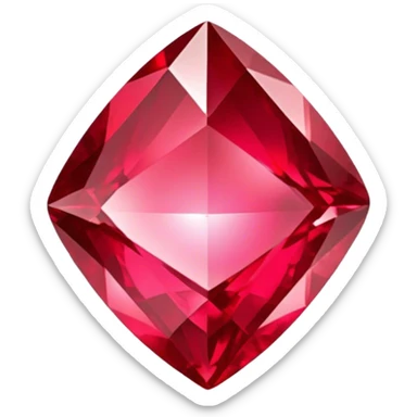 Cinematic Realistic Ruby Emoji, Deep and rich, with a smooth, polished surface gleaming in brilliant red, the facets catching light and casting fiery reflections. The rich color seems to glow with an inner warmth, while a soft, subtle shimmer highlights the edges. Soft glowing outline, capturing the essence of passionate beauty and timeless elegance in a precious ruby. sticker