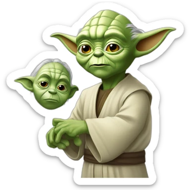 Yoda with Hans up sticker