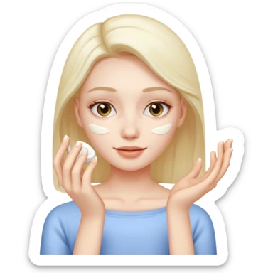Minimal emoji of 2 hands gently applying skincare cream, sticker
