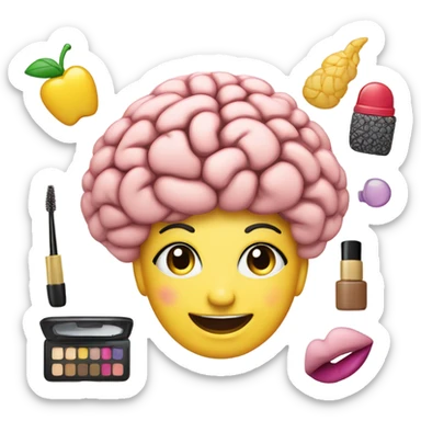 brain happy shopping makeup handbags clothes footwear food   sticker