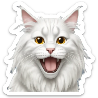 White Maine Coon crying sticker