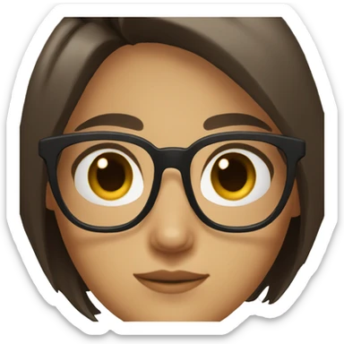 a girl with short dark brown hair and brown eyes and glasses sticker