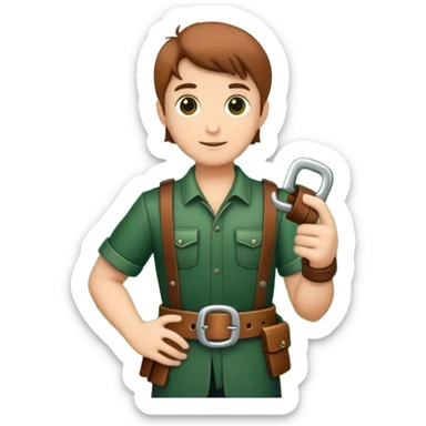 A hand holding abelt set in a fantasy land with a forest theme sticker