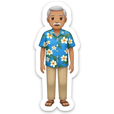 old man with hawai blue floweral shirt  full body  sticker
