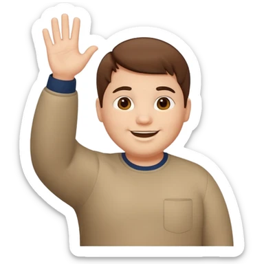 make a short brown hair guy who is chubby we can only see his head and he is waving sticker