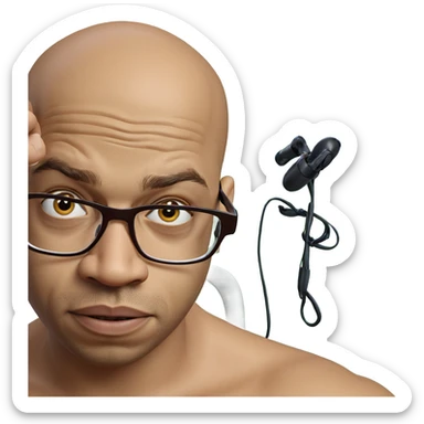 bald man with glasses portrait sticker
