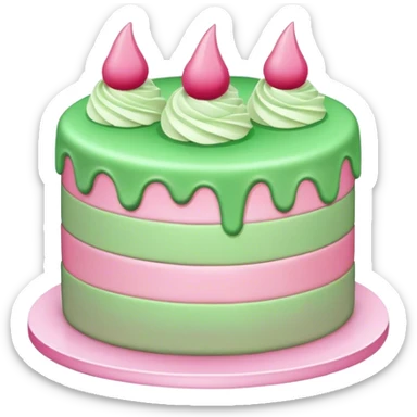 Pink cake with green cream sticker