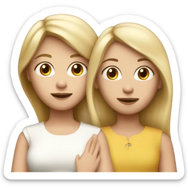 Blonde mother with white skin and her brown-haired adult daughter sticker