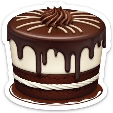 chocolate cake cup with chocolate ganache frosting and white looped drizzle  sticker