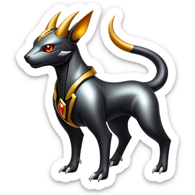 Shiny Futuristic Gothic Exotic Futuristic Houndoom-Genesect-Torracat-Pokémon-Fakémon-hybrid-creature sticker