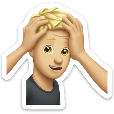 Hand scratching blond guy head sticker