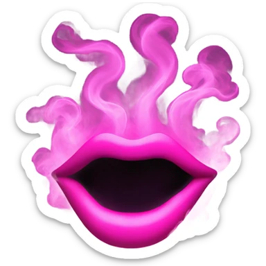 Neon pink lips smoke and release smoke sticker