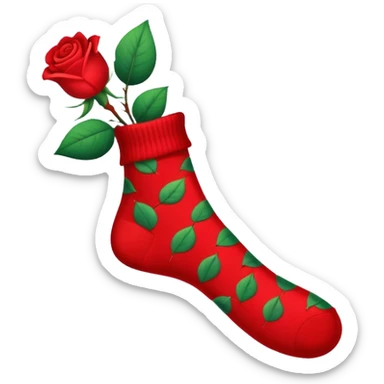 A red socks with red rose partern sticker