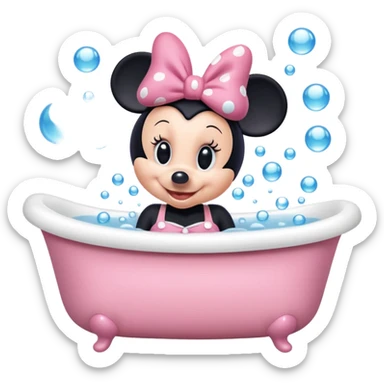 Minnie mouse in bathtub sticker