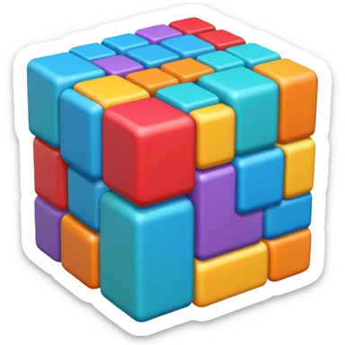 Block blast all forming an hexagon irregular but no hexagons, mized 3d sticker