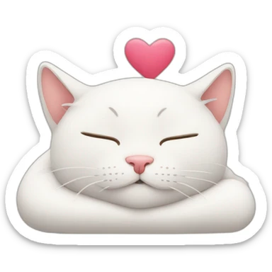 Sleeping cat with hearts around the head sticker