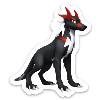 Black Cool Edgy Sergal-Houndoom-Fakémon  with White and Red Edgy markings sticker