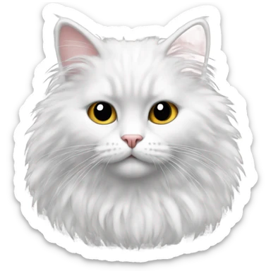 Cat black white fluffy big sticker