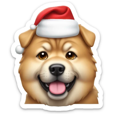 chow dog with santa hat sticker
