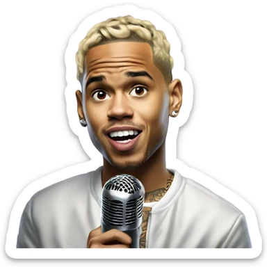 Hyper Realistic Chris Brown on stage singing  sticker