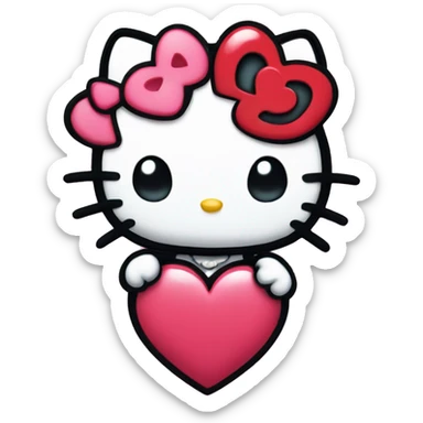 hello kitty with heart sticker