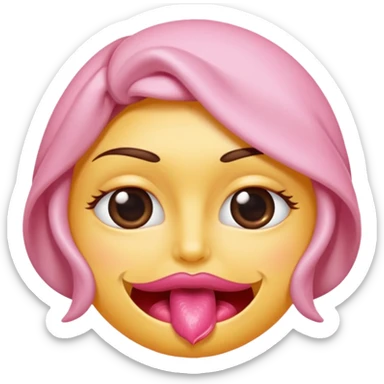 Un 😀 avec un doigt dans la bouche qui cligne des yeux, et il a un nœud sticker