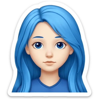 Girl with long blue hair sticker