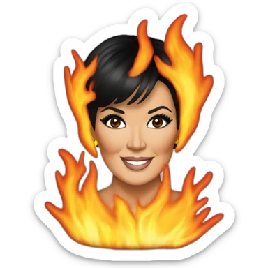 kris jenner on fire sticker