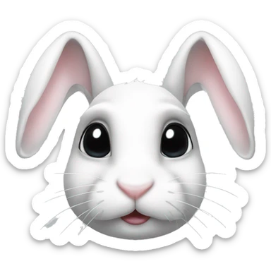 White bunny rabbit with black spots covering one eye and other black spots around face  sticker