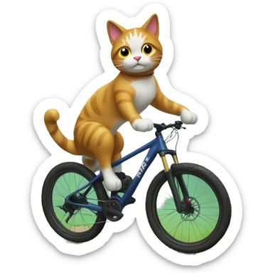 Cat on a Mountainbike  sticker