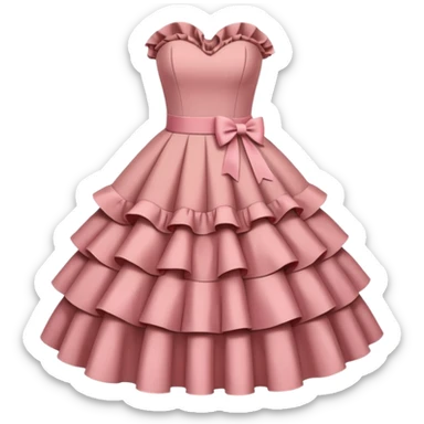 brown pink strapless dress with ruffles sticker