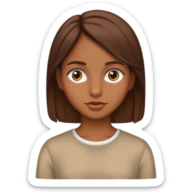 Faça uma moça parda com cabelos castanhos médio  sticker